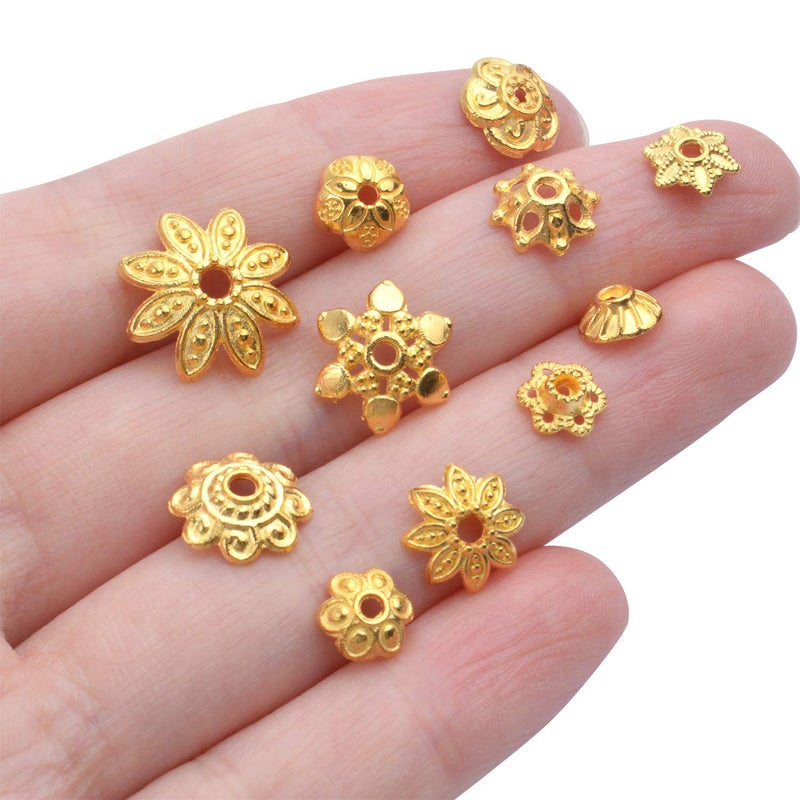 BronaGrand 100 Gram(About 250-350pcs) Bead Caps Metal Spacers Jewelry Findings Accessories for Bracelet Necklace Jewelry Making,Gold - Image 2
